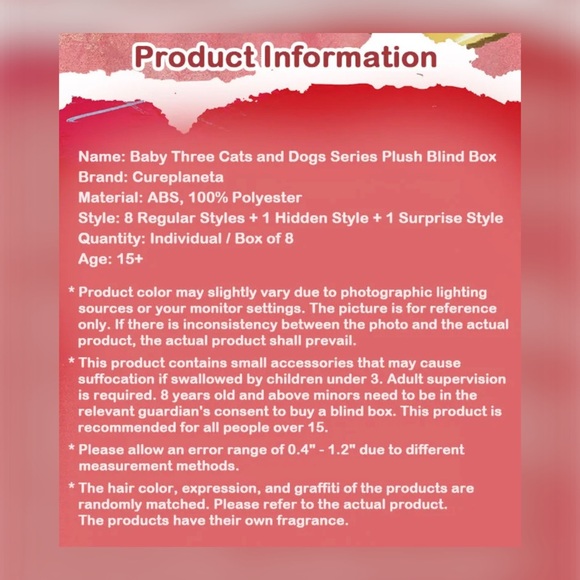 Baby Three Cats and Dogs Series Plush Toy OREO Cat Confirmed Authentic BNIB - Picture 6 of 17